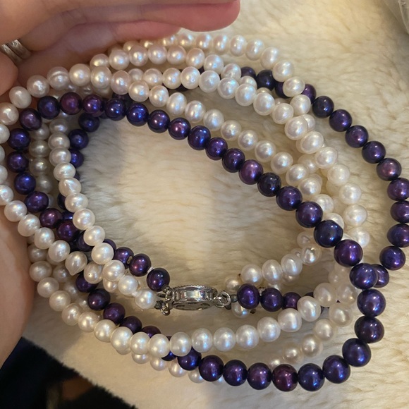 3 layers Genuine Fresh Water pearl necklace muti color - Picture 6 of 7